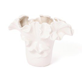 Francfranc Ceramic Ruffle Flower Base S White Ceramic Vase Home Decor Miscellaneous Goods