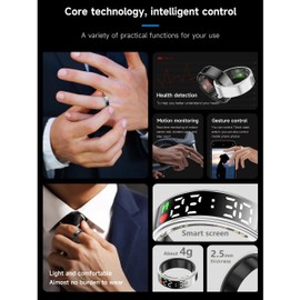 Smart Health Ring with Display Screen & Touch Control, Fitness Tracker Health Ring for Women & Men, Multiple Sports Modes, IP68 Waterproof, Pedometer, App Link (12)