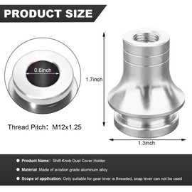 Wevdn Car Shift Knob Boot Retainer, M12×1.25 Durable Aluminum Shift Boot Retainer Stick Shift Knob Adapter, Waterproof Rust-Proof Metal Manual Car Gear Shifter Lever Adapter Accessories (Silver)