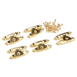 dophee 5 Pack Heavy-Duty Suitcase Latch Hasps, 26x16mm/1.02"x0.63" Gold Retro Decorative Cabinet Latch Hasps with Matchable Nails for Jewelry Box Wooden Case Trunks