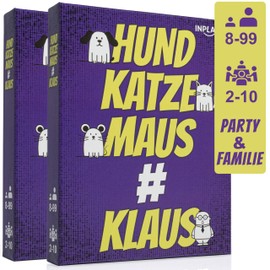 INPLAYS Dog Cat Mouse # Klaus Funny Fast Card Game from 8 Years 2-9 Players Party and Family Game (Standard Version Double Pack)