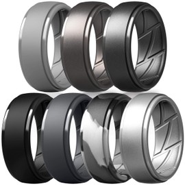 ThunderFit Men's Silicone Rings 10mm Wide 2.5mm Thick Rubber Bands, Breathable,Variety Multipack 1-7