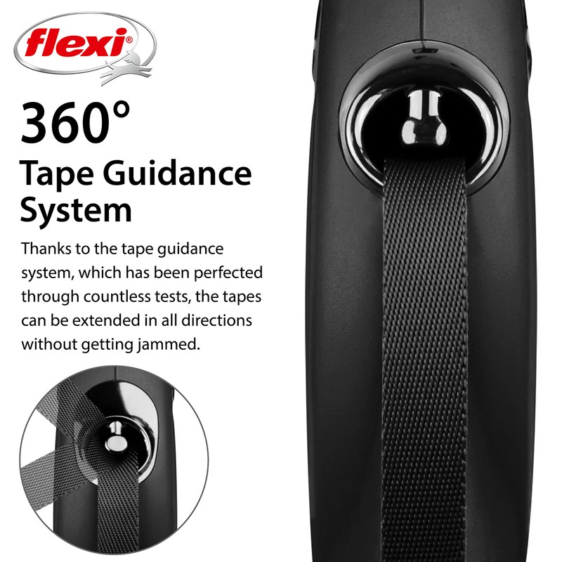 Flexi New Classic Tape Black Large 8m Retractable Dog Leash/Lead
