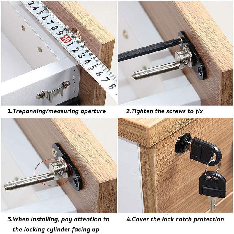 SQXBK 2PCS 16mm Drawer Lock 1 Lock 3 Office Desk