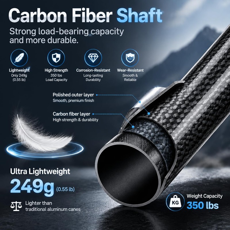 Carbon Fiber Walking Cane for Men & Women Seniors, Adjustable