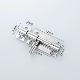 Boutihao 2 Pack 3 inch 304 Stainless Steel Door Bolts, Door Latch, Barrel Sliding Lock Security Lock Latch, for Bathroom, Bedroom, Shed, Garden, Toilet, Easy Fit