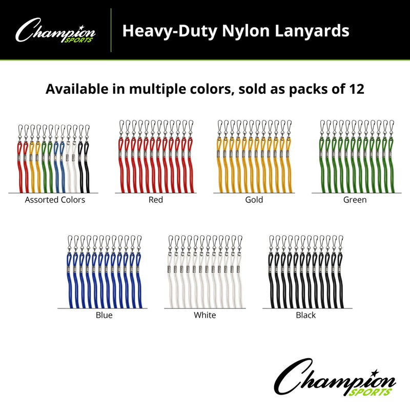 Champion Sports Heavy Nylon Lanyards - Green (1 dozen)