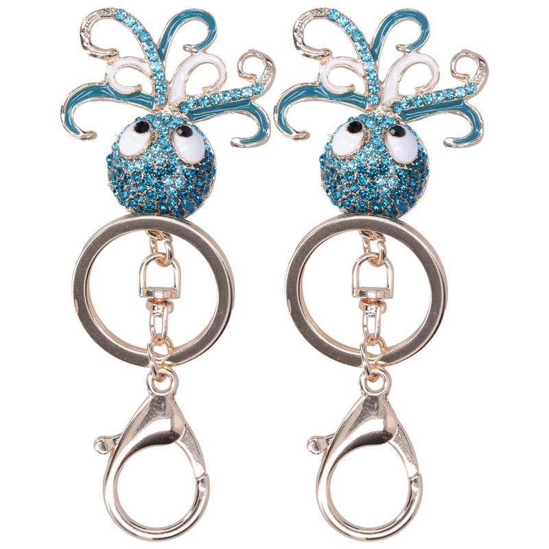 2 pieces metal key ring, octopus shaped keychain, cute keyring