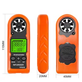 Digital Anemometer, Small Precision Anemometer, Wind Temperature Measure, Current/Maximum/Average Wind Speed Display, Backlight, Drone Flying, Agriculture, Fishery, Sports, Weather Environment, Wind