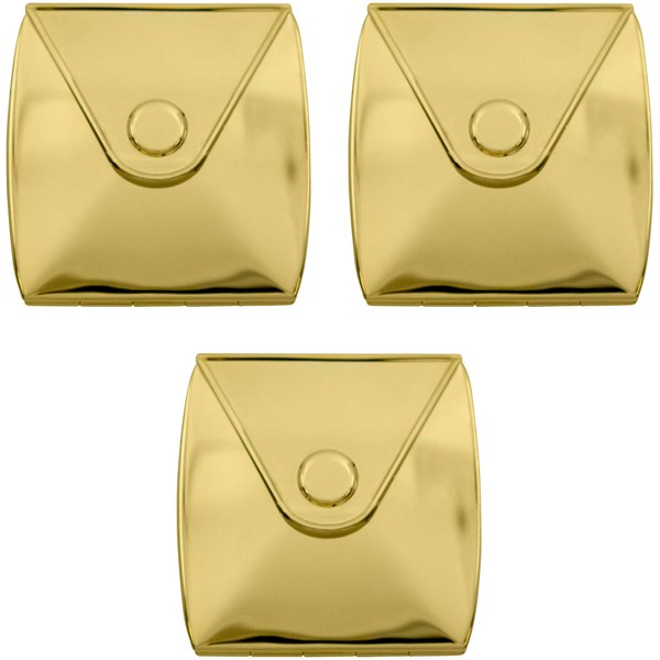 Gold Envelope Shaped Folding Compact Pocket Makeup Mirror Double Sided (5x magnification + 1x magnification)