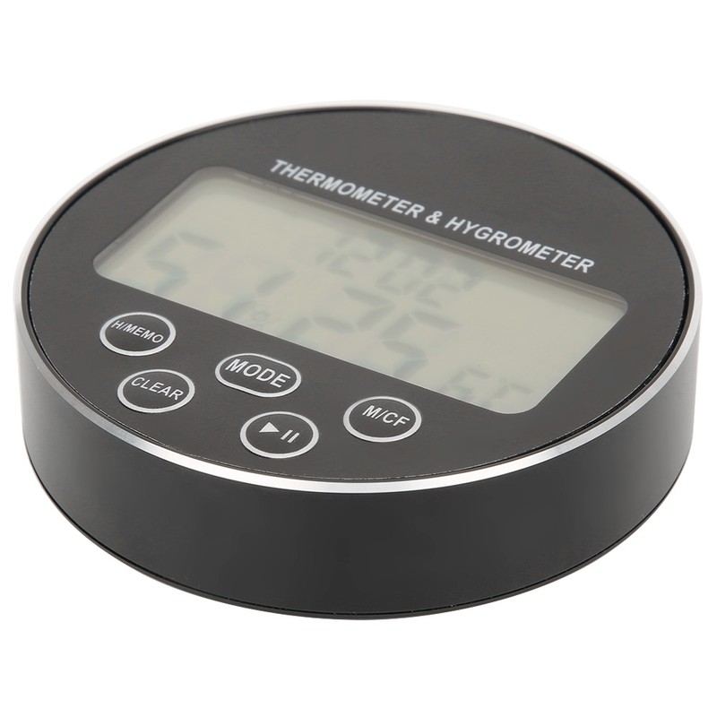 Multifunctional Kitchen Digital Timer Thermometer Hygrometer Black for Household Use