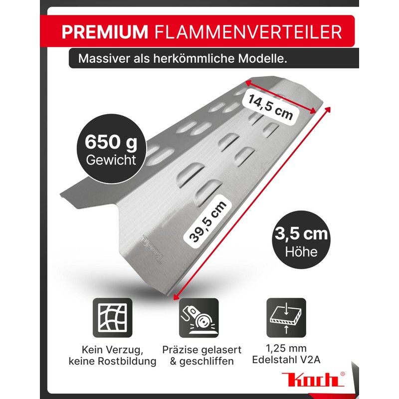 KOCH #55 Rustproof Flame Distributor 395 x 145 mm Suitable