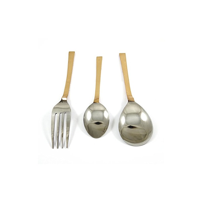IBA Indianbeautifulart Copper Steel Cutlery Set of 3 Pcs Serving