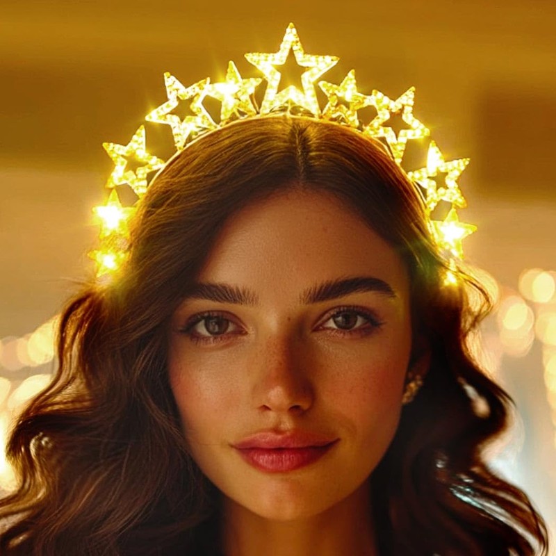 Light Up Star Headband Rhinestone LED Headbands Glow Party Hair