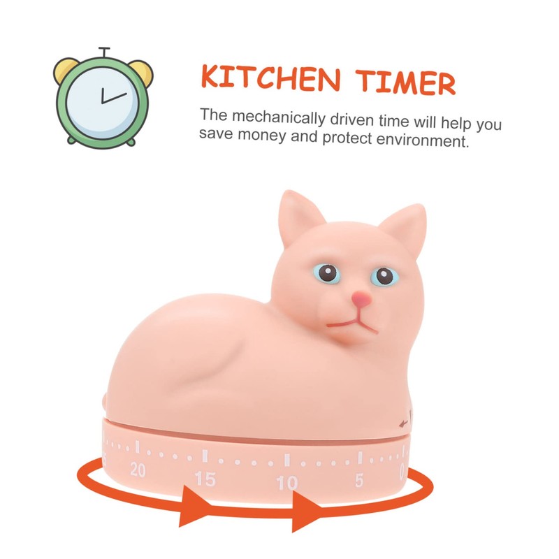 MAGICLULU 1pc Cartoon Cat Shape Mechanical Timer Wind up Kitchen