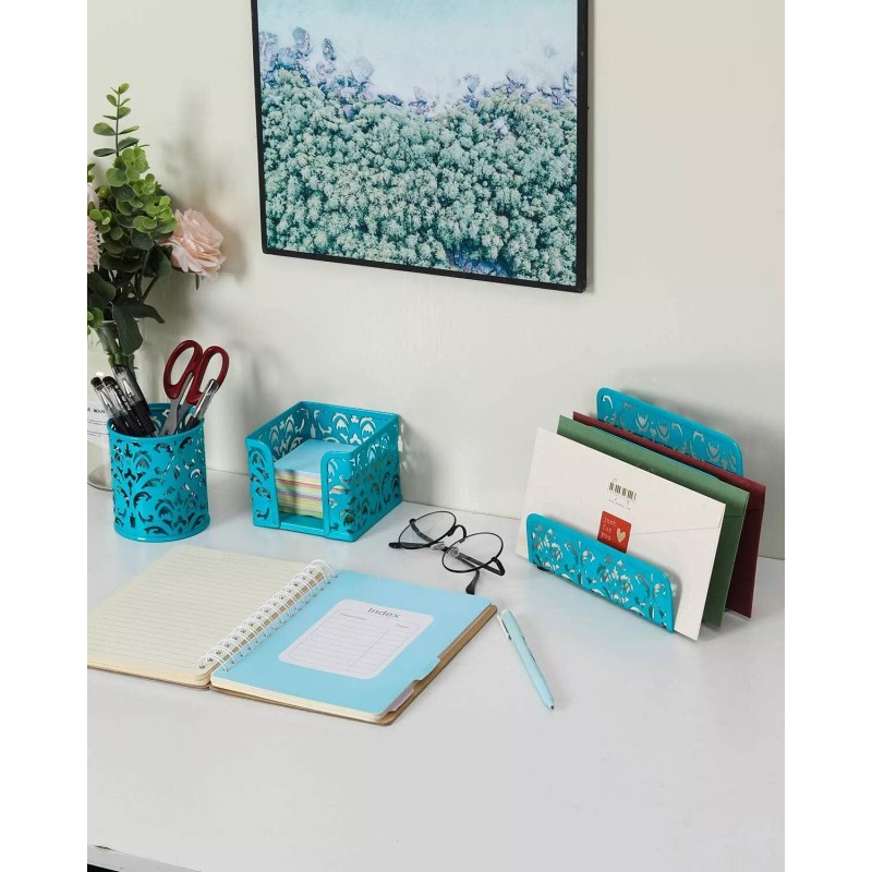 EasyPAG Dark Teal Desk Organizer Set 3 Piece Accessories Caddy