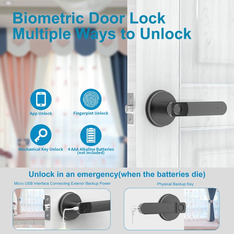 Foxgard Biometric Door Lock with Smart APP Fingerprint Knob Remote