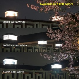 ONLSITY 50 Lumen Solar Post Cap Lights fit 3.5x3.5, 4x4 Vinyl and Wood Post, LED Color Selectable 3000K/4000K/6000K, High Brightness Filament LED Outdoor Fence Deck Post Caps, Waterproof, Black, 6 PK