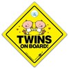 Twins On Board Car Sign, Baby on Board Sign in