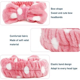scicent Headband for Washing Face Spa Facial Hairband Bowknot Hair Bands Fluffy Head Bands Stretch Towel for Bath Makeup and Sport Hair Accessories for Women, 06