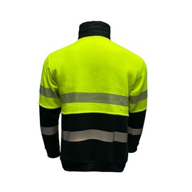 MVRK INDUSTRIES HI VIS Safety Fleece Crew Neck 1/4 Zip Sweatshirt Yellow
