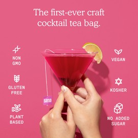 SAYSO: Skinny Hibiscus Cosmo Craft Cocktail Tea Bag | Enjoy an Instant Cosmopolitan or Mocktail in Under 1 Min, <1G Sugar, 10 Calories, Vegan, Kosher, Non-GMO, 8 Count
