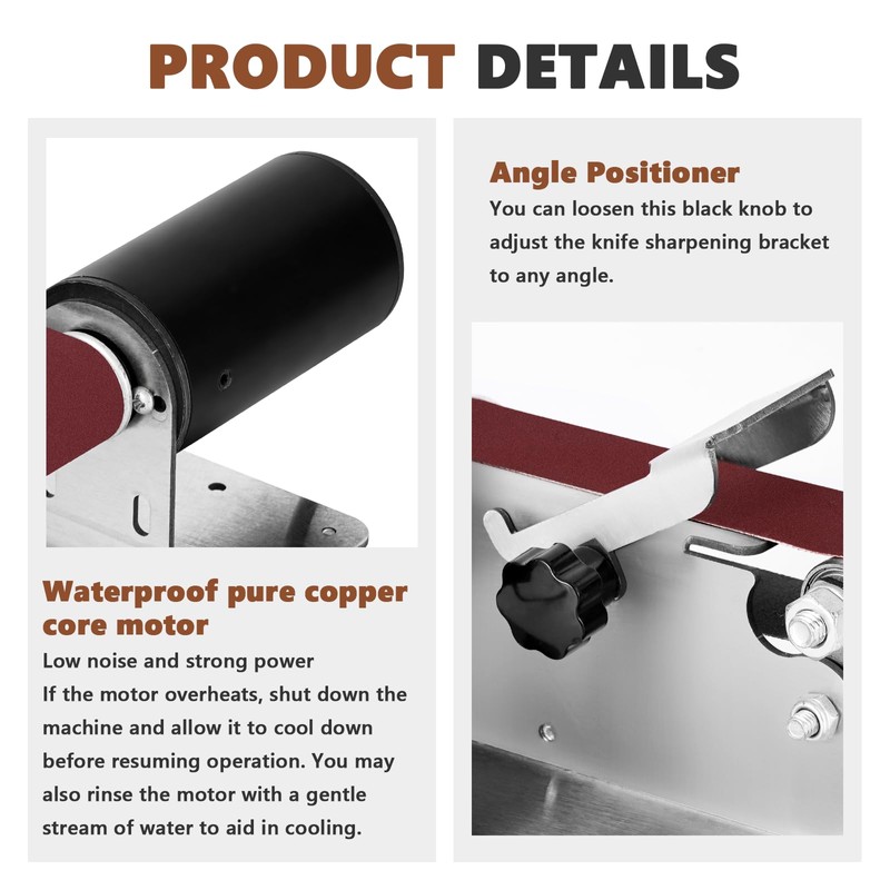 Mini Electric Belt Sander Waterproof Small Bench Grinder Knife Sharpener,