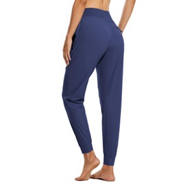 BALEAF Women's Joggers 28'' Lightweight Hiking Pants High Waist 5 Zipper Pockets Quick Dry Travel Athletic UPF50+ Black M