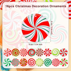 16pcs Christmas Candy Ornaments, Christmas Candy Lollipop Ornament Candy Cane Hanging Decor Christmas Tree Decorations Ornaments Set for Christmas Tree Wreath