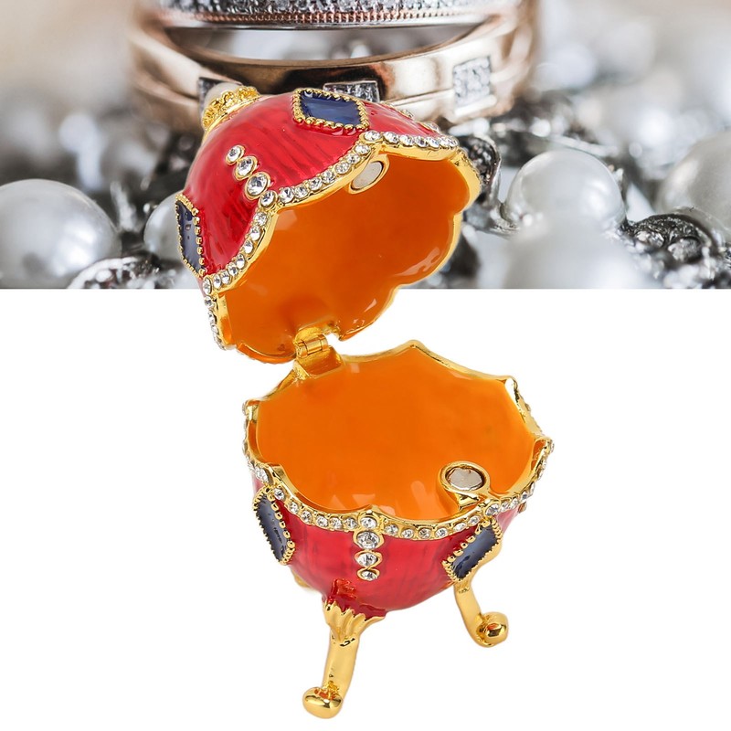 Egg Shaped Trinket Boxes Rhinestones Inlay Exquisite Jewelry Trinket Boxes