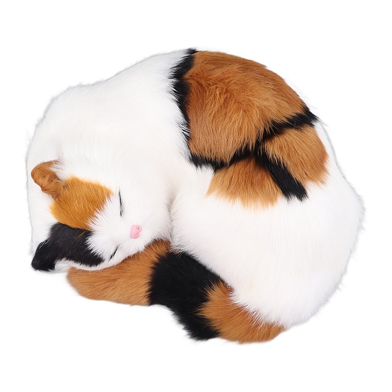 Fur Cat Figurine Simulation Innovative Hand Crafted Cute Fur Cat