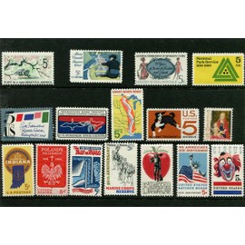 Complete set of US Commemorative Stamps issued in 1966 (Total 16 stamps)
