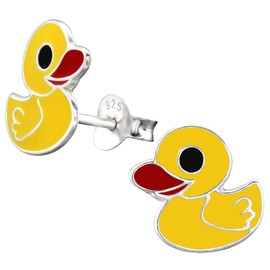 ICYROSE 925 Sterling Silver yellow rubber duck ducky Stud Earrings (Nickel Free) 3729
