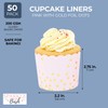 50 Pack Gold Polka Dot Paper Baking Cups, Pink Cupcake