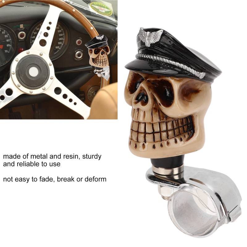 Skull Shape Steering Wheel Spinner 3cm Diameter Metal Resin Turn