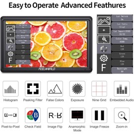 FEELWORLD S55 V3 + Battery + Carry Case 6 Inch DSLR Camera Field Monitor FHD 1920x1080 IPS LUT Video Peaking Focus Assist with 4K HDMI 8.4V DC Input Output