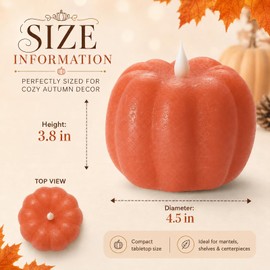 Fall Decoration for Home - Pumpkin Flameless Candles, Battery Powered LED Pumpkin Flickering Candle with Timer Remote Control, Thanksgiving Gifts, Autumn Farmhouse Rustic Harvest Decor (Orange)