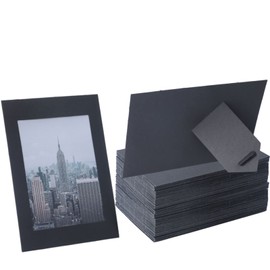 Litpoetic 100 Pack Standing Paper Picture Frames 4x6,Cardboard Photo Frame with Easel,Paper Photo Frame Cards,Gallery Frames Bulk For Father's Day,DIY,Classroom, Black