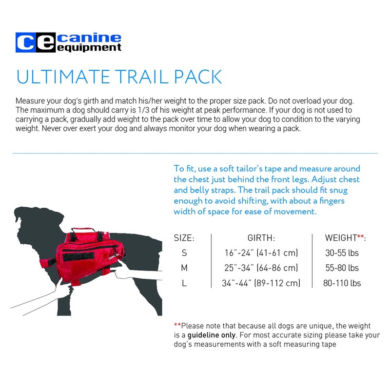 Canine Equipment Ultimate Trail Dog Pack, Large, Black