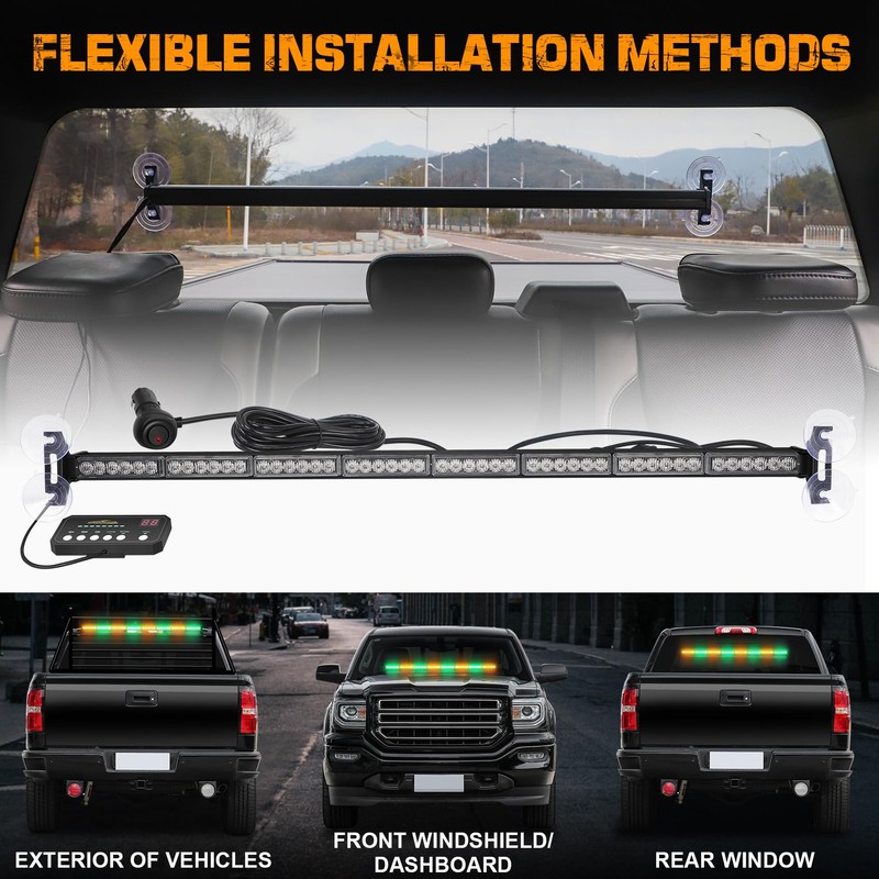 XRIDONSEN 35 inch Amber Green Traffic Advisor Light Bar 48
