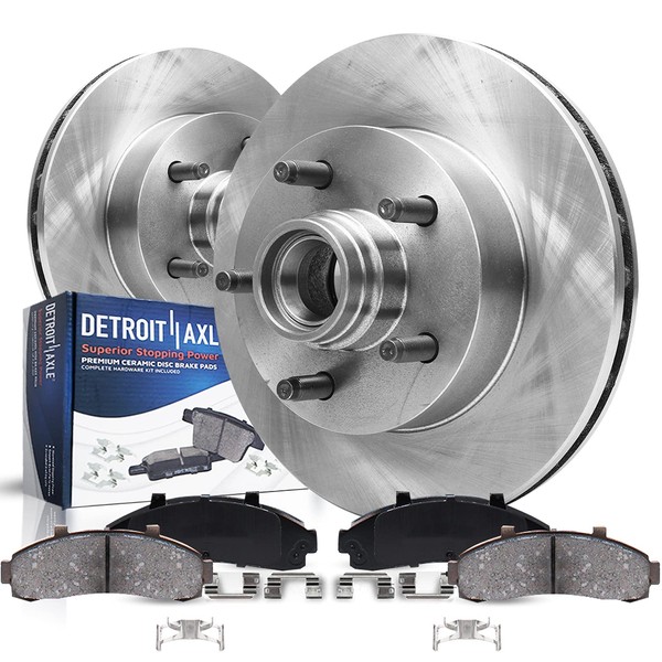 Detroit Axle - Pair (2) 261mm Front Disc Brake Kit Rotors w/Ceramic Pads w/Hardware for Ford Ranger Mazda B2300 B2500 B3000 - (2WD, 4 Wheel ABS)