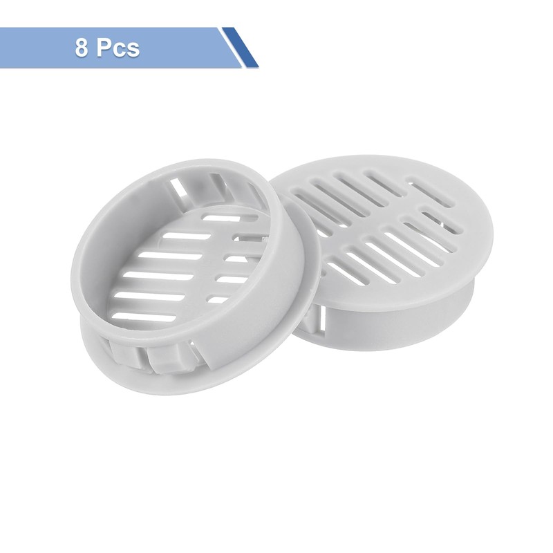 QUARKZMAN Round Soffit Ventilations, 1 Inch, 8 Pieces, Light Grey