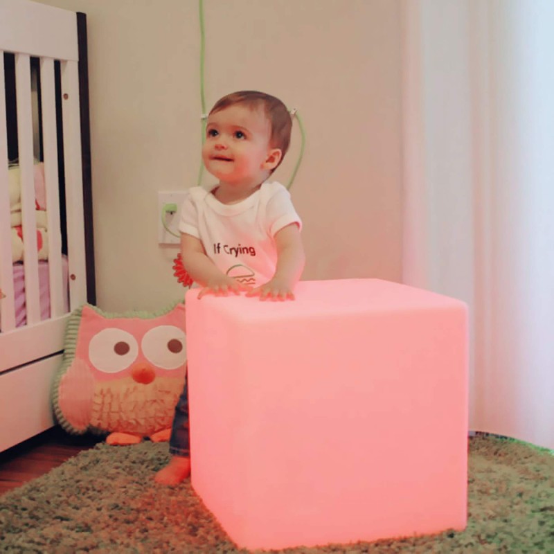 Mr.Go 12-inch Rechargeable Magic LED Light Cube Stool with Remote