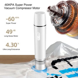 Handheld Vacuum Sealer for Food Storage, Wireless Electric Air Pump with Quick Charge and Easy Transport (White)