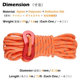 TRIWONDER Reflective Guy Ropes with Tensioners 4mm Guide Ropes 4m Tent Guy Line Cord Tent Paracord Nylon Camping Rope for Tent Tarp (Yellow - 12 Pcs)