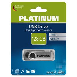 PLATINUM TWS USB-Stick 128 GB USB 3.0 USB-Flash-Laufwerk - Speicher-Stick in schwarz-Silber inkl. Öse zur Befestigung am Schlüsselanhänger