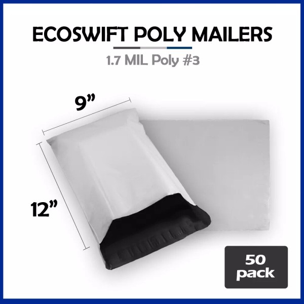 EcoSwift 50 9x12 EcoSwift Poly Mailers Plastic Envelopes Shipping Mailing