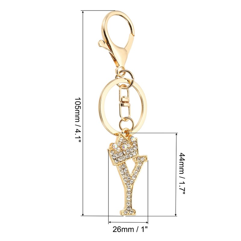 PATIKIL Initial Letter Keychain, Letter Y Crown Design Charm with
