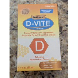D-Vite Drops Pediatric Liquid Vitamin D Bubble Gum Flavor  X2 1.67 oz exp: 11/25