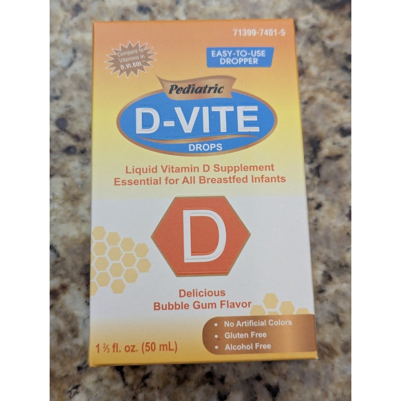 D-Vite Drops Pediatric Liquid Vitamin D Bubble Gum Flavor X2